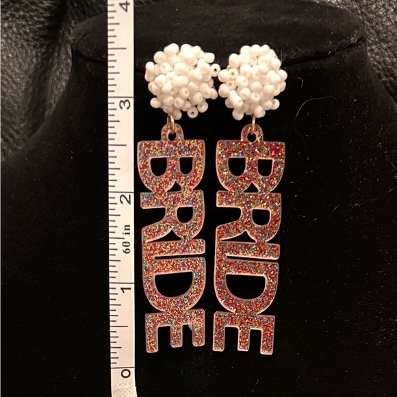 Sparkly and beaded Bride earrings.​ - Picture 4 of 4